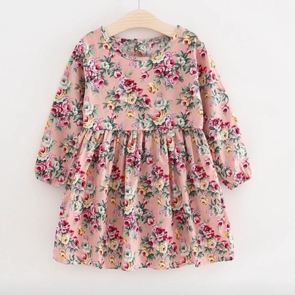 Other - GIRLS PINK FLORAL DRESS